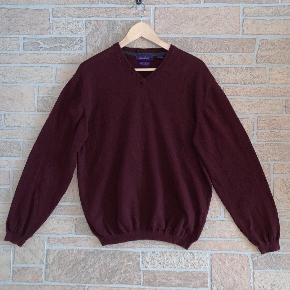 Alan Flusser Cotton Cashmere Sweater V Neck Purple